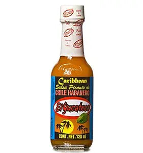 El Yucateco Caribbean Salsa Picante de Chile Habanero Hot Sauce 4 oz GLASS (1 pallet/160 boxes) 3840 Units Total