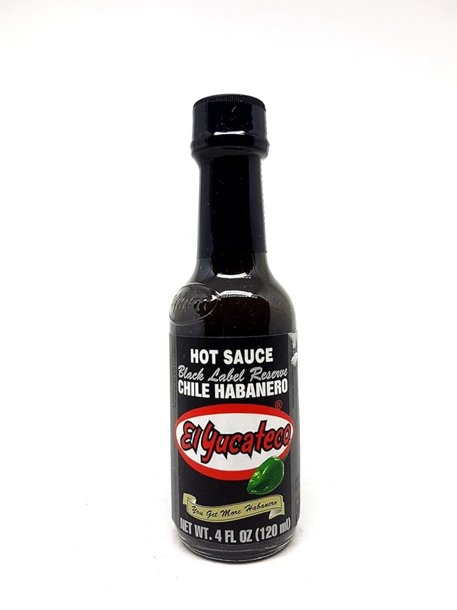 El Yucateco Black Salsa Picante de Chile Habanero Hot Sauce 4 oz GLASS (1 pallet/160 boxes) 3840 Units Total